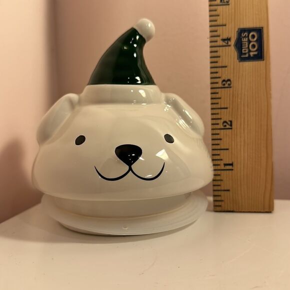 Rae Dunn SANTA PAWS Canister with Figural Dog Lid, Green and White - Picture 6 of 11